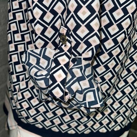 Tommy Hilfiger Women Geometric Pattern Long Sleeve Blouse Size M - Picture 6 of 8